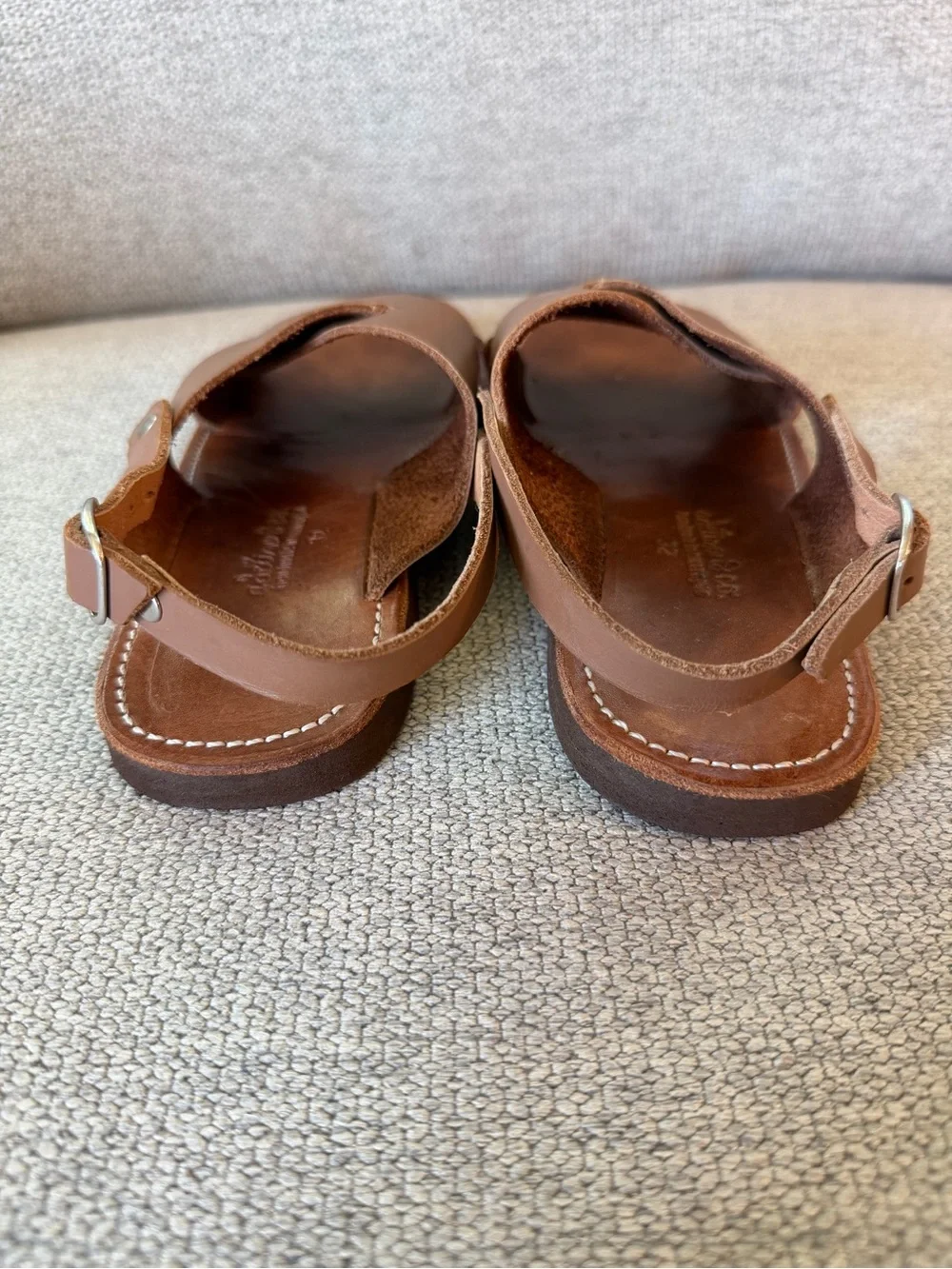 Adelisa and Co Cruz Sandals Brown Leather Cross-Strap Slingback Girls Size 1